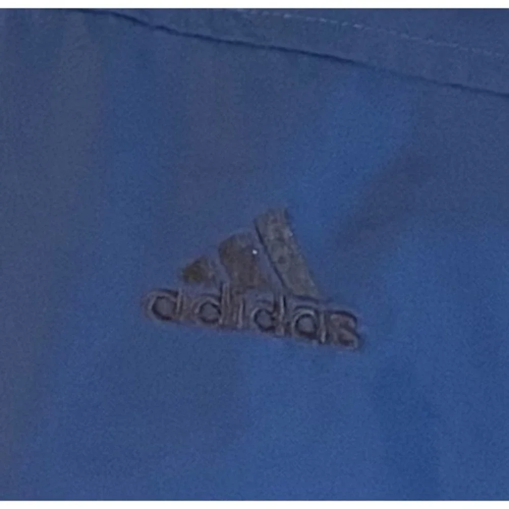 Vintage ADIDAS Windbreaker Mens Large Blue Black 3 Stripes Jacket Coat Full Zip